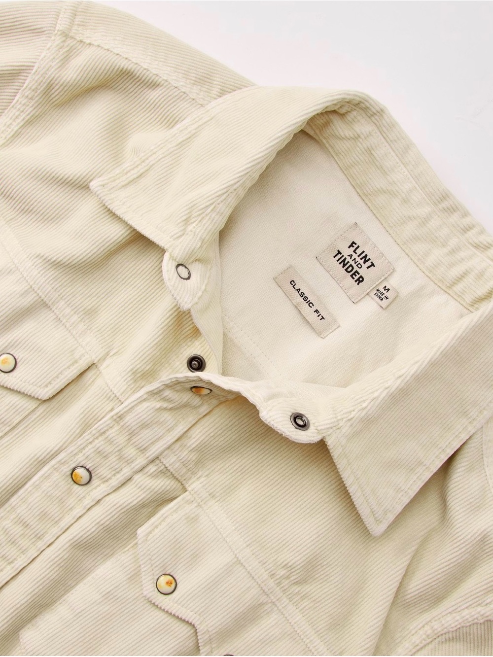 Flint and Tinder Corduroy Western Shirt Medium Salt NWOT - Picture 3 of 8